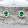 Boucles D'oreilles Marquise Émeraude Zirconium Plaqué Or 18 CARATS 750/1000