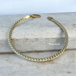 Bracelet Maille anglaise 18 cm X 4 mm Plaqué Or 18 Carats