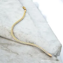 Bracelet Maille anglaise 18 cm X 4 mm Plaqué Or 18 Carats