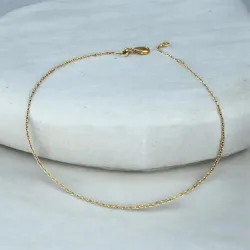 Chaîne Fine de Cheville En Maille forçat 25CM Plaqué Or 18 carats 750/000