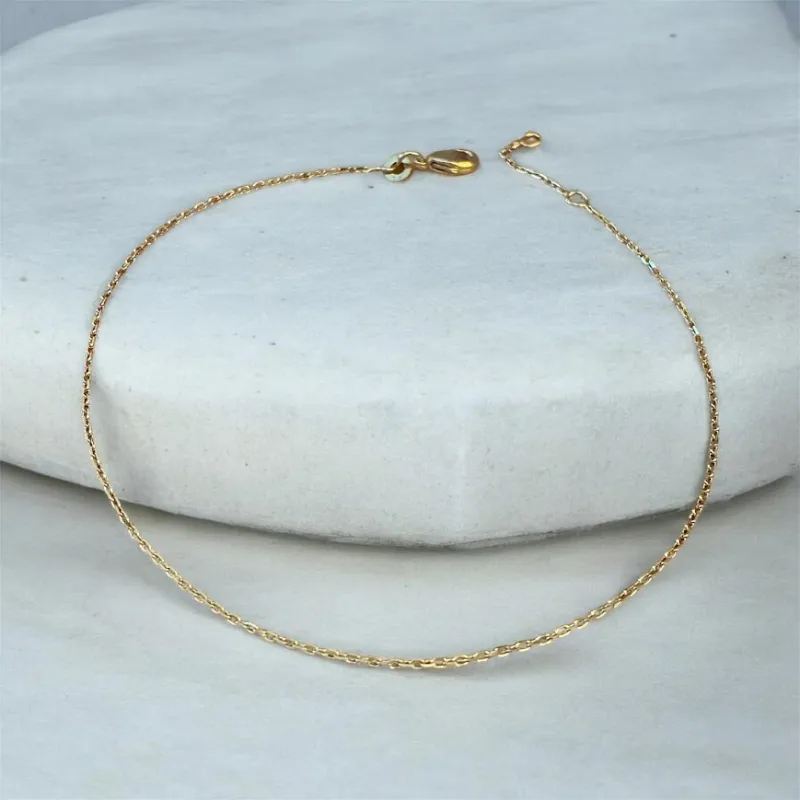 Chaîne Fine de Cheville En Maille forçat 25CM Plaqué Or 18 carats 750/000