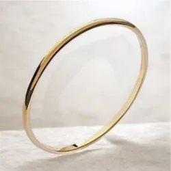 Bracelet Demi-Jonc 4MM x 6,2 CM Plaqué Or 18 Carats 750/1000