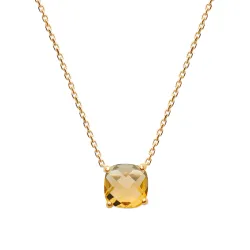 Collier Empierré Cristal Citrine Dorée Oz Plaqué or 18 Carats 750/1000