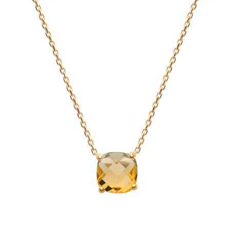 Collier Empierré Cristal Citrine Dorée Oz Plaqué or 18 Carats 750/1000