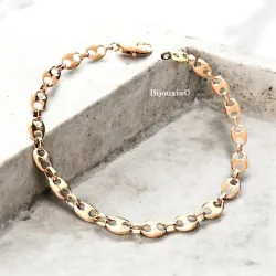 Bracelet Maille Grain De Café 21CM X 6MM Plaqué or 18 CARATS 750/1000
