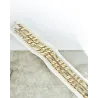 Chaîne 8MM x 60CM Maille Figaro Diamantée 1-3 Plaqué Or 18 Carats Homme
