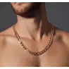 Chaîne 8MM x 55CM Maille Figaro Diamantée 1-3 Plaqué Or 18 Carats Homme