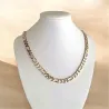 Chaîne 8MM x 55CM Maille Figaro Diamantée 1-3 Plaqué Or 18 Carats Homme