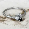 Bague Toi Et Moi Zirconium Blanc&Noir Argent Massif Rhodié T48 à 68