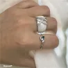 Bague Toi Et Moi Zirconium Blanc&Noir Argent Massif Rhodié T48 à 68