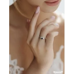 Bague Toi Et Moi Zirconium Blanc&Noir Argent Massif Rhodié T48 à 68