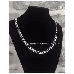 Chaîne Maille Figaro 6MM X 55 CM Argent Massif 925/1000 Bijoux Homme