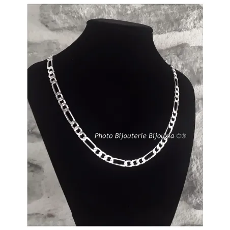 Chaîne Maille Figaro 6MM X 55 CM Argent Massif 925/1000 Bijoux Homme