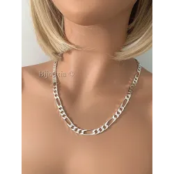 Chaîne Maille Figaro 6MM X 55 CM Argent Massif 925/1000 Bijoux Homme  NEUF