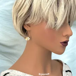 Boucles D'oreilles Pendantes Demi-Lunes Chaînette Plaqué or 18 Carats