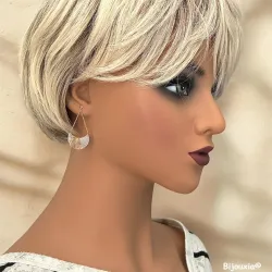 Boucles D'oreilles Pendantes Demi-Lunes Chaînette Plaqué or 18 Carats