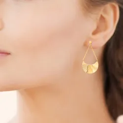 Boucles D'oreilles Pendantes Demi-Lunes Chaînette Plaqué or 18 Carats