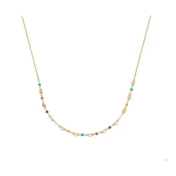 Collier Perles de Cristal Multicolore & Grains de Café En Plaqué Or 18 Carats 750/000