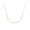 Collier Perles de Cristal Multicolore & Grains de Café En Plaqué Or 18 Carats 750/000