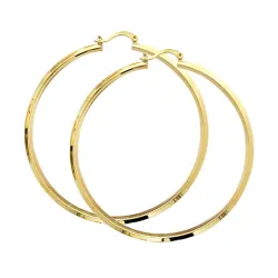 Créoles Fil Carré Diamètre 6CM En Plaqué Or 18 CARTAS 750/1000