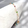 Bracelet Perles de Cristal Multicolore Et Grains de Café En Plaqué Or 18 Carats
