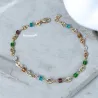 Bracelet Perles de Cristal Multicolore Et Grains de Café En Plaqué Or 18 Carats