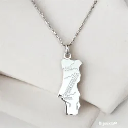 Pendentif Carte Portugal En Argent Massif 925/1000 Bijoux NEUF HOMME/FEMME