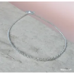 Chaîne 45cm x 2,25mm Maille Forçat Épaisse Argent Massif 925/1000 RHODIÉ