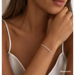 Bracelet Fin Maille Grain De Café Argent Massif 925/1000