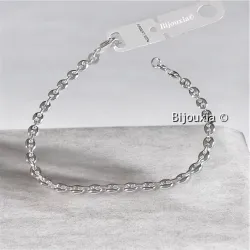 Bracelet Fin Maille Grain De Café Argent Massif 925/1000