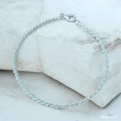 Bracelet Maille corde 18 cm x 2 mm En Argent Massif 925/1000 Poinçonné