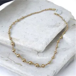 Collier Maille Boule En Chute Plaqué Or 18 Carats 750/000