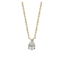 Collier Cristal Solitaire Zirconium Goutte D'eau Plaqué Or 18 carats 750/1000