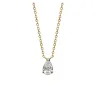 Collier Cristal Solitaire Zirconium Goutte D'eau Plaqué Or 18 carats 750/1000