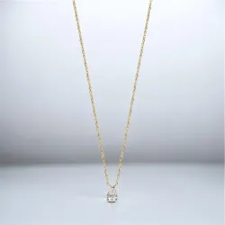 Collier Cristal Solitaire Zirconium Goutte D'eau Plaqué Or 18 carats 750/1000