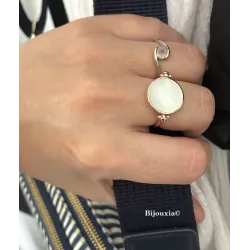 Bague Recto Verso Nacre En Plaqué Or 18 Carats T50 à T60
