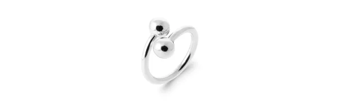 Bague Boules Style Toi & Moi En Argent Massif 925/000 Tailles 50 à 60