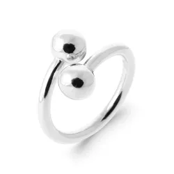 Bague Boules Style Toi & Moi En Argent Massif 925/000 Tailles 50 à 60