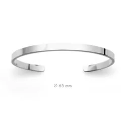 Bracelet Jonc Rigide Ouvert Argent Massif 925/1000 Rhodié Diamètre 6,5CM MIXTE