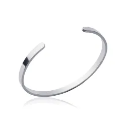 Bracelet Jonc Rigide Ouvert Argent Massif 925/1000 Rhodié Diamètre 6,5CM MIXTE