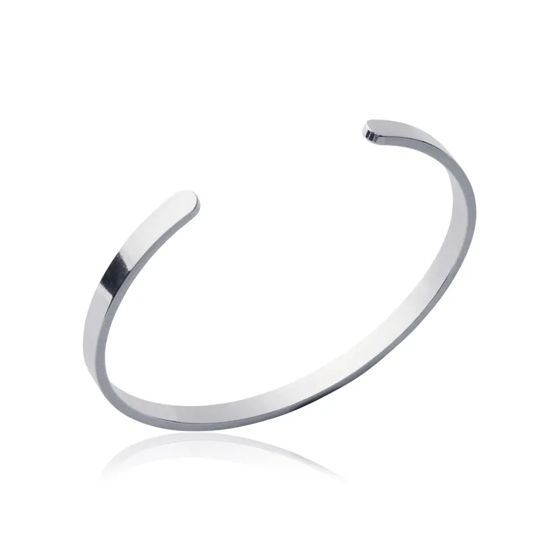 Bracelet Jonc Rigide Ouvert Argent Massif 925/1000 Rhodié Diamètre 6,5CM MIXTE