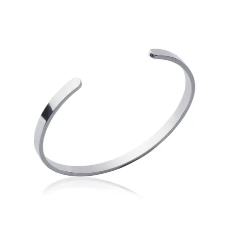 Bracelet Jonc Rigide Ouvert Argent Massif 925/1000 Rhodié Diamètre 6,5CM MIXTE