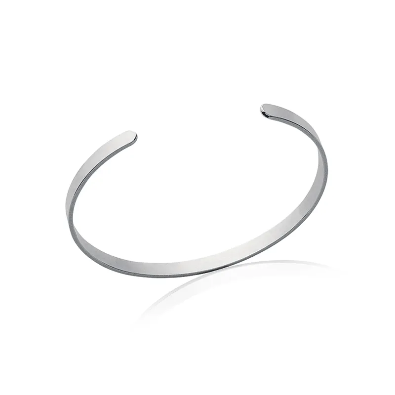 Bracelet Jonc Rigide Ouvert Argent Massif 925/1000 Rhodié Diamètre 5,6CM MIXTE