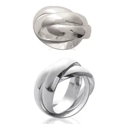 Bague Alliance 3 Anneaux Épais  Argent Massif T48-50-52-54-56-58-60-62-64-66-68