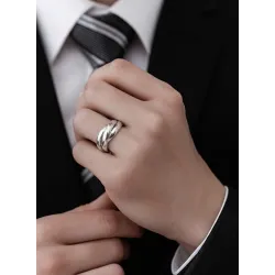 Bague Taille 68 Alliance 3 Anneaux Épais En Argent Massif 925/000