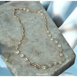 Chaîne Maille Grain De Café 45 CM X 5MM Plaqué or 18 CARATS 750/1000