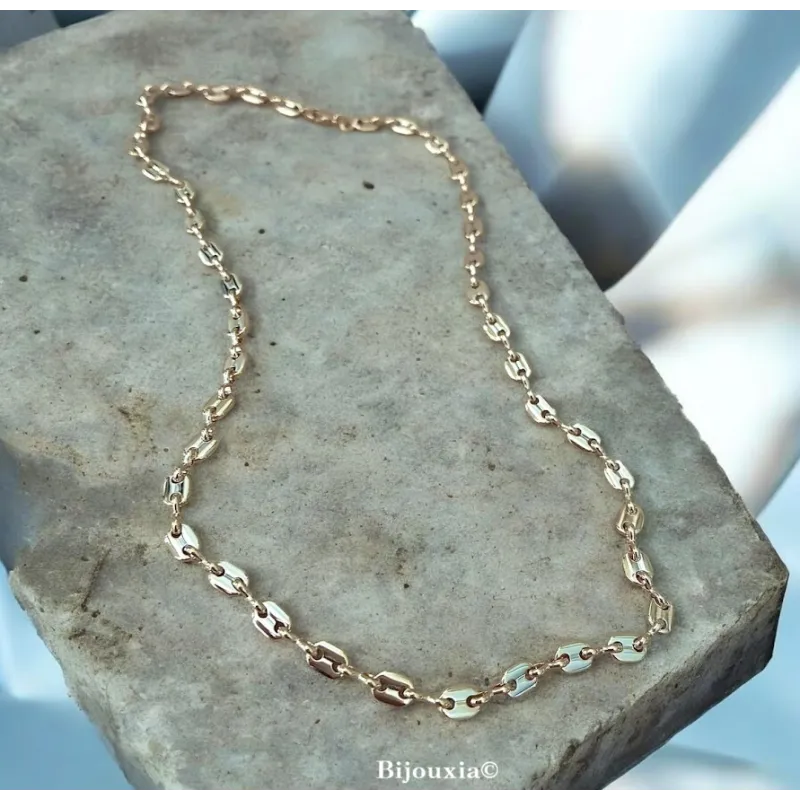 Chaîne Maille Grain De Café 45 CM X 5MM Plaqué or 18 CARATS 750/1000