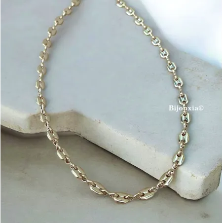 Chaîne Grain De Café 5MM X 45 CM Plaqué or 18 CARATS 750/1000 Bijoux NEUF