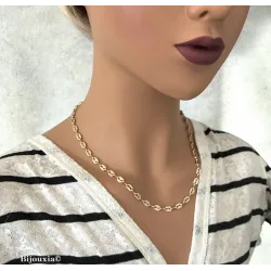 Chaîne Grain De Café 50 CM Plaqué or 18 CARATS 750/1000 Bijoux Homme