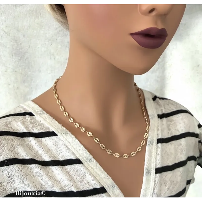 Chaîne Grain De Café 50 CM Plaqué or 18 CARATS 750/1000 Bijoux Homme